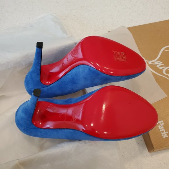 RON RON 100 VEAU VELOURS BLEU SAPHIR CHRISTIAN LOUBOUTIN - Picture 6 of 8